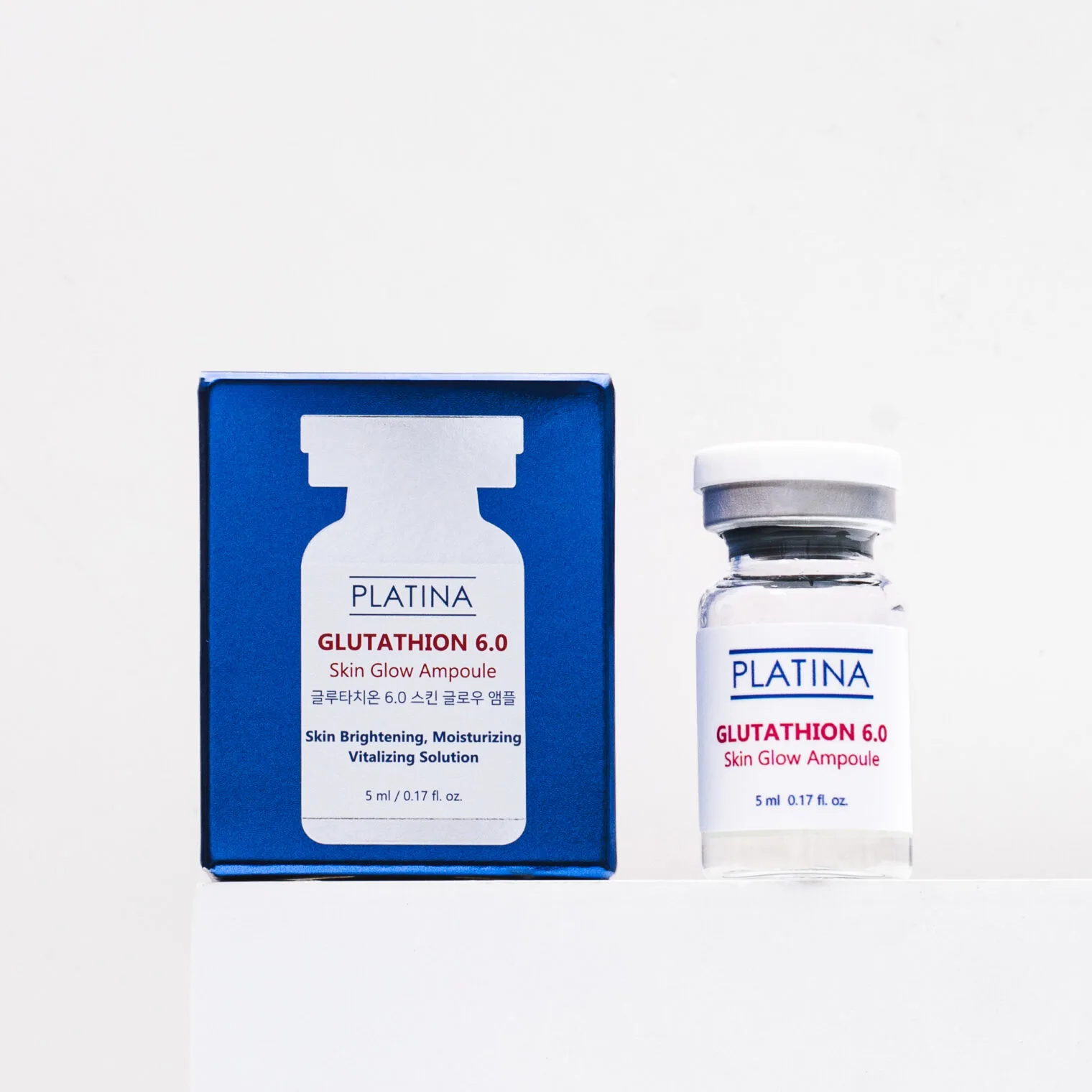 PLATINA Glutathion 6.0 Skin Glow Ampoule, cosmético distribuido por ELMED en Colombia